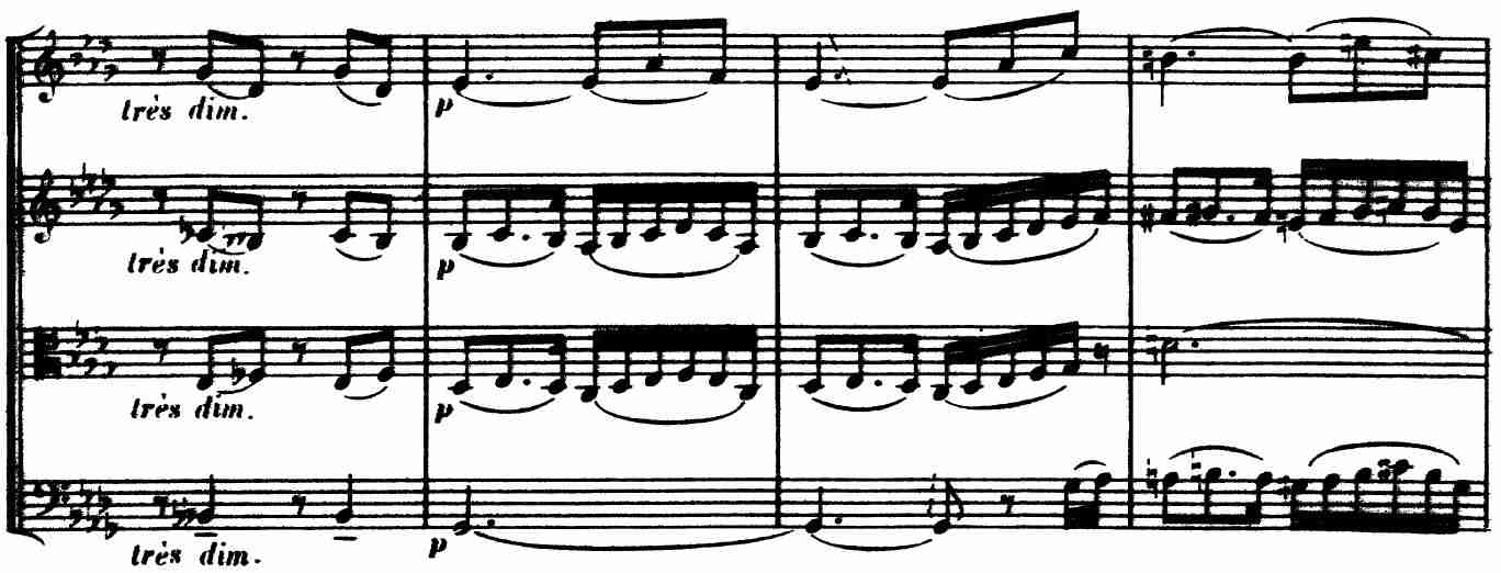  Debussy, Op. 10, III, ‘Andantino’, mm. 16-19